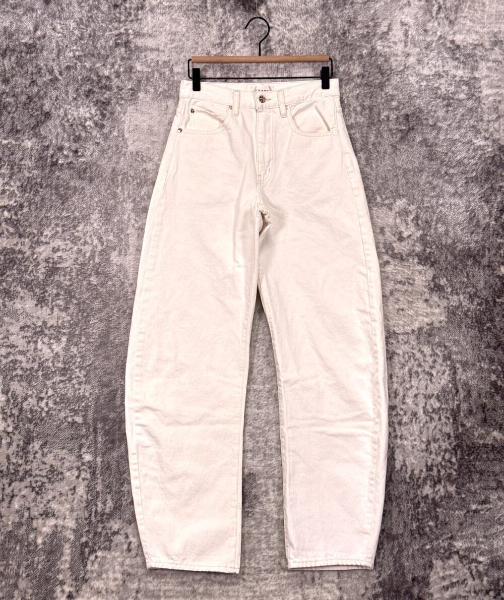 FRAME The Bubble Barrel Jeans 24 Womens Natural White Denim